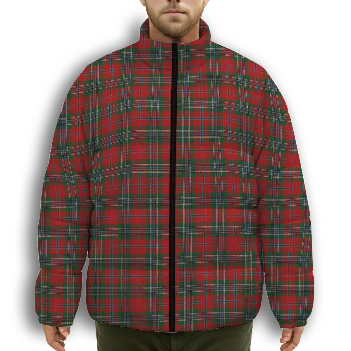 ScotsTee Shop Scottish McLean Premium Tartan Collar Down Jacket Winter White Duck Down Plaid