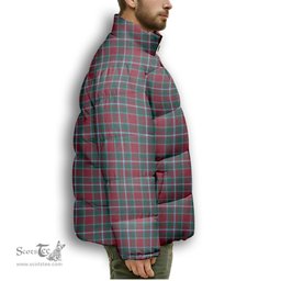 ScotsTee Shop Scottish Spens Modern Clan Premium Tartan Collar Down Jacket Winter White Duck Down Plaid
