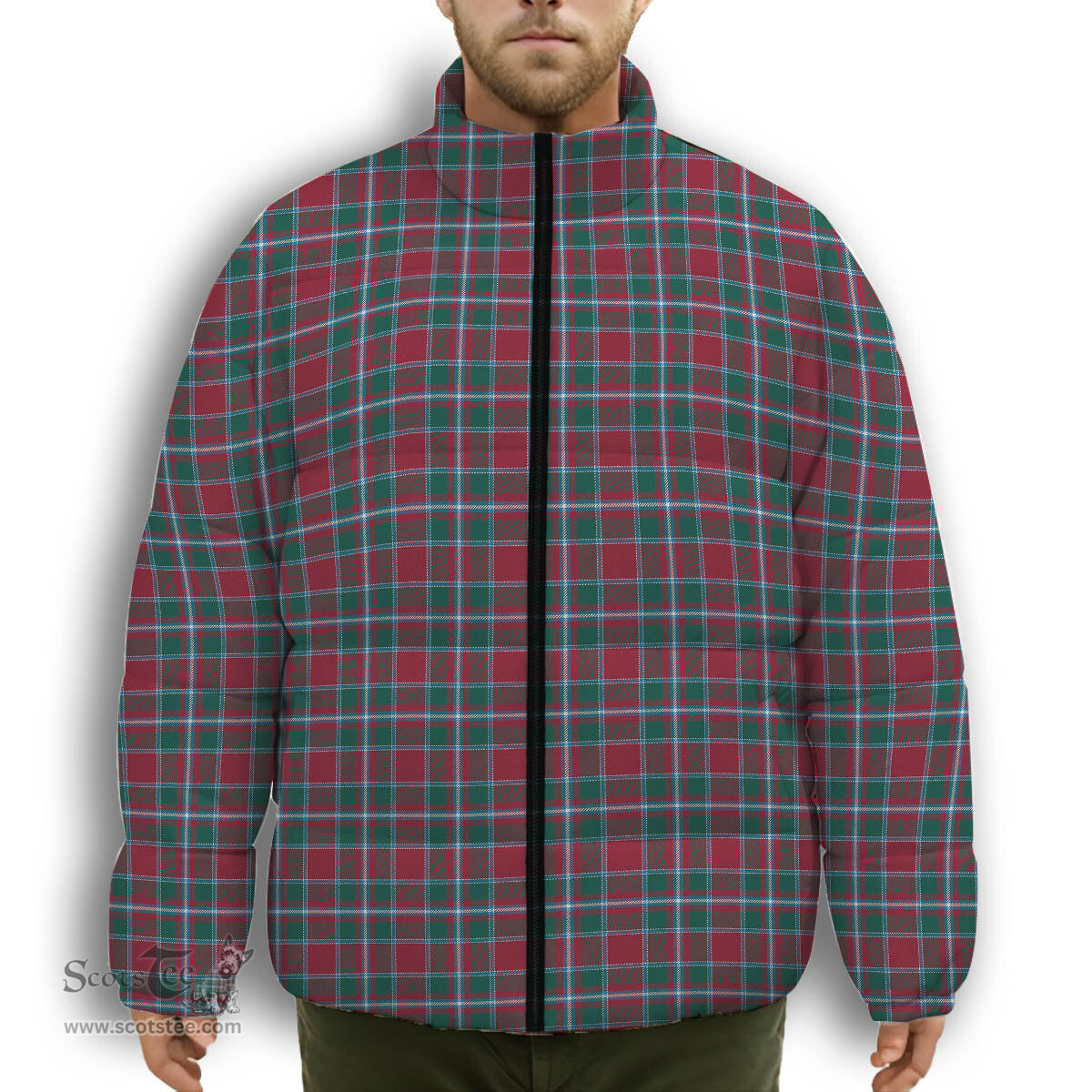 ScotsTee Shop Scottish Spens Modern Clan Premium Tartan Collar Down Jacket Winter White Duck Down Plaid