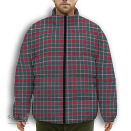 ScotsTee Shop Scottish Spens Modern Clan Premium Tartan Collar Down Jacket Winter White Duck Down Plaid