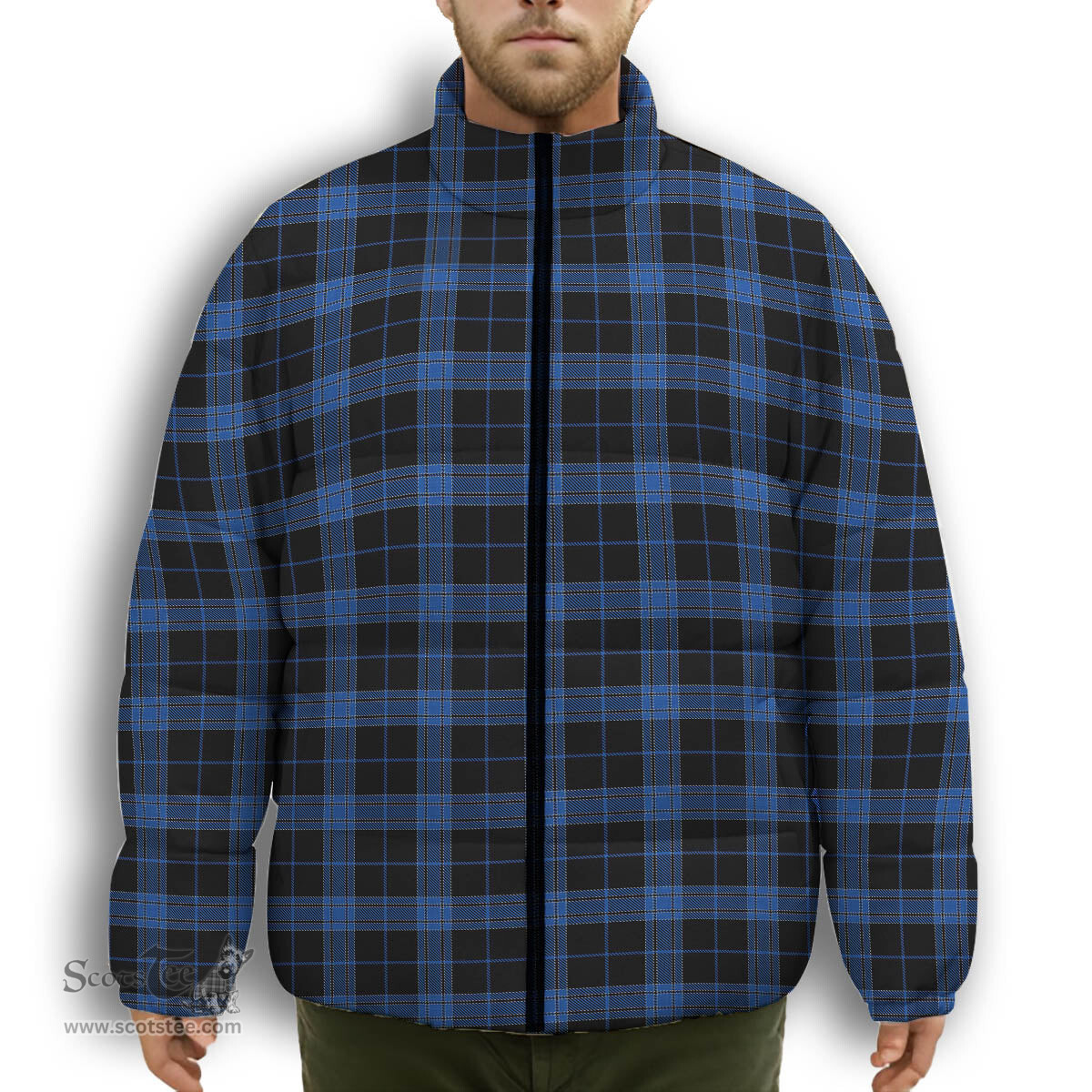 ScotsTee Shop Scottish Lynn Premium Tartan Collar Down Jacket Winter White Duck Down Plaid