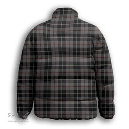 ScotsTee Shop Scottish Thomson Grey Premium Tartan Collar Down Jacket Winter White Duck Down Plaid