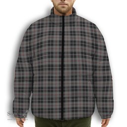 ScotsTee Shop Scottish Thomson Grey Premium Tartan Collar Down Jacket Winter White Duck Down Plaid