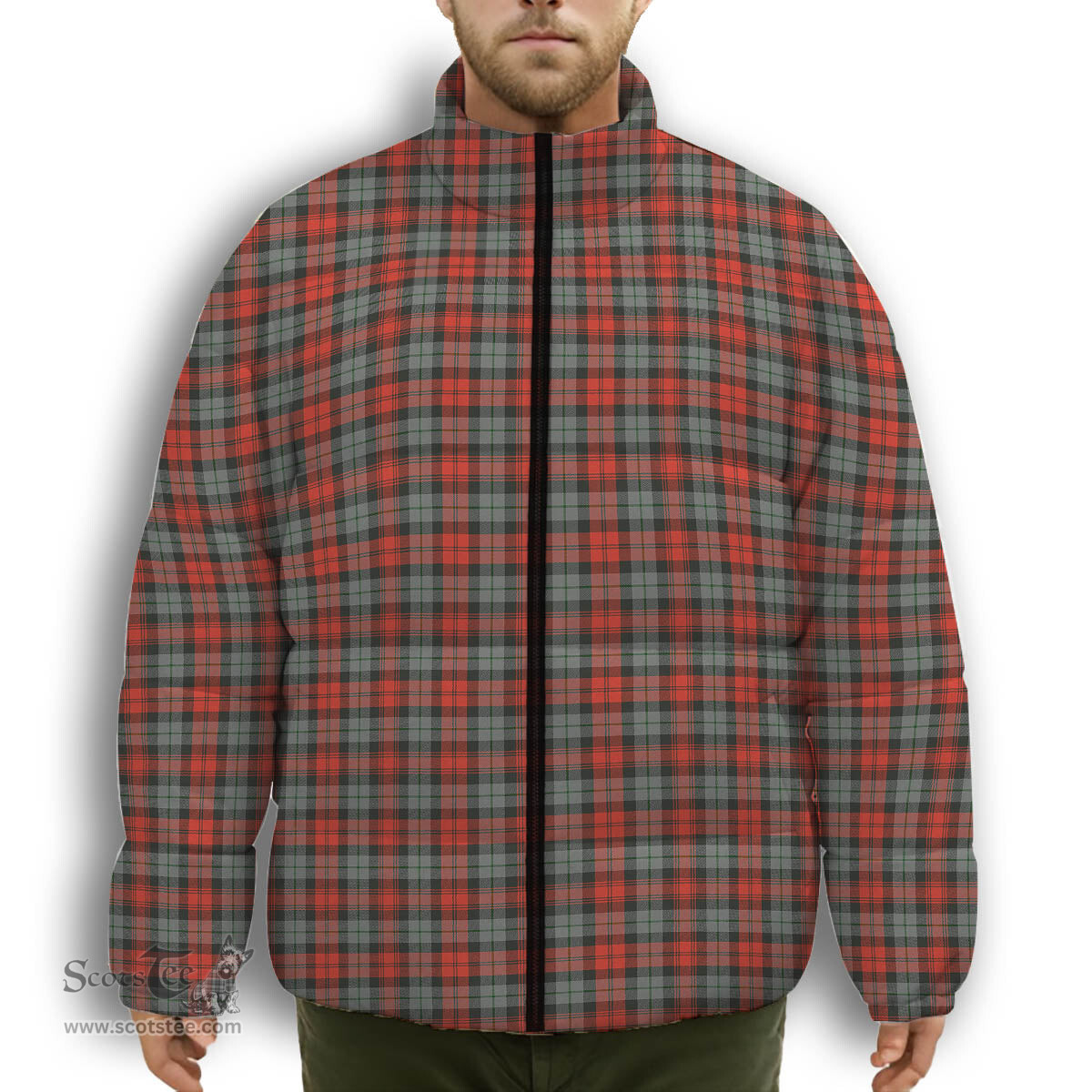 ScotsTee Shop Scottish McLachlan Weathered Premium Tartan Collar Down Jacket Winter White Duck Down Plaid