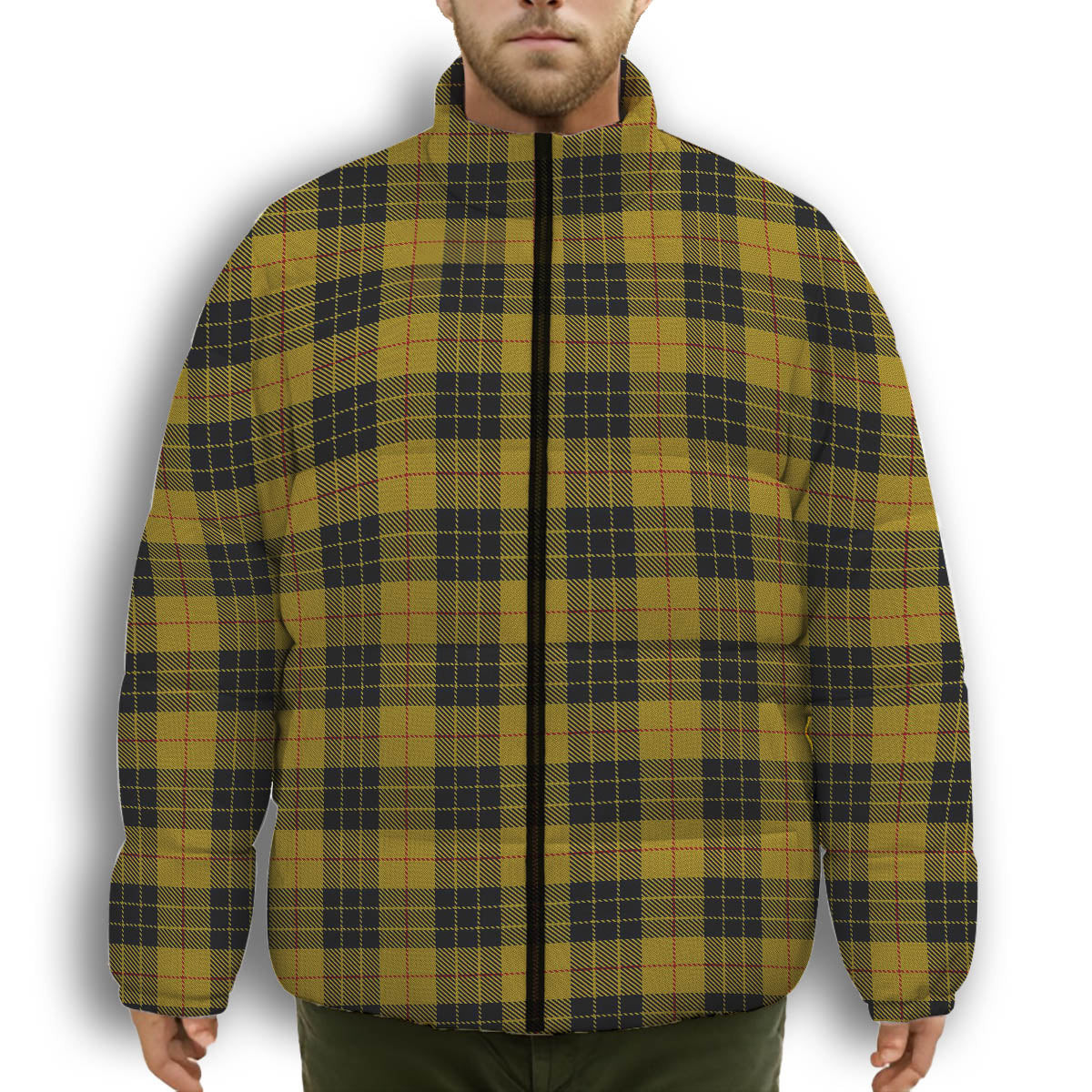 ScotsTee Shop Scottish MacLeod of Lewis Ancient Premium Tartan Collar Down Jacket Winter White Duck Down Plaid