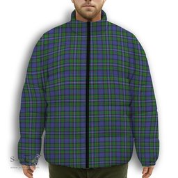 ScotsTee Shop Scottish Robertson Hunting Modern Premium Tartan Collar Down Jacket Winter White Duck Down Plaid