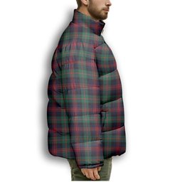 ScotsTee Shop Scottish MacLennan Modern Premium Tartan Collar Down Jacket Winter White Duck Down Plaid