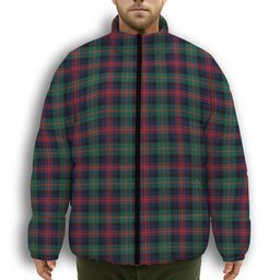 ScotsTee Shop Scottish MacLennan Modern Premium Tartan Collar Down Jacket Winter White Duck Down Plaid