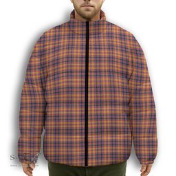 ScotsTee Shop Scottish Jacobite Premium Tartan Collar Down Jacket Winter White Duck Down Plaid