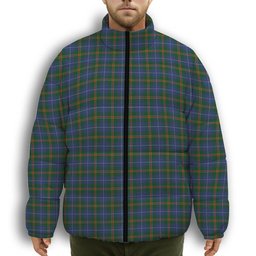 ScotsTee Shop Scottish Turnbull Hunting Premium Tartan Collar Down Jacket Winter White Duck Down Plaid