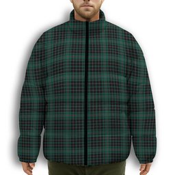 ScotsTee Shop Scottish MacAulay Hunting Modern Premium Tartan Collar Down Jacket Winter White Duck Down Plaid