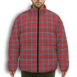 ScotsTee Shop Scottish McFarland Modern Premium Tartan Collar Down Jacket Winter White Duck Down Plaid