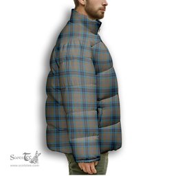 ScotsTee Shop Scottish Thompson Hunting Ancient Premium Tartan Collar Down Jacket Winter White Duck Down Plaid