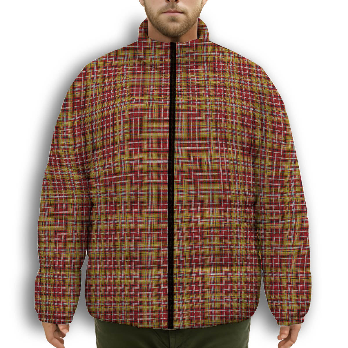 ScotsTee Shop Scottish Jacobite Old Premium Tartan Collar Down Jacket Winter White Duck Down Plaid