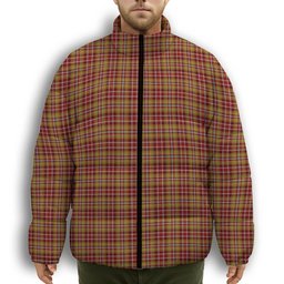 ScotsTee Shop Scottish Jacobite Old Premium Tartan Collar Down Jacket Winter White Duck Down Plaid