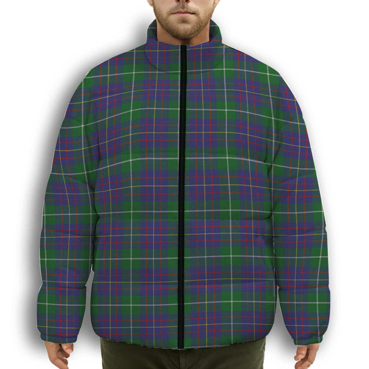ScotsTee Shop Scottish McIntyre Inglis Premium Tartan Collar Down Jacket Winter White Duck Down Plaid