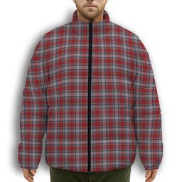 ScotsTee Shop Scottish Warden Premium Tartan Collar Down Jacket Winter White Duck Down Plaid