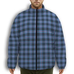 ScotsTee Shop Scottish McKay Blue Premium Tartan Collar Down Jacket Winter White Duck Down Plaid