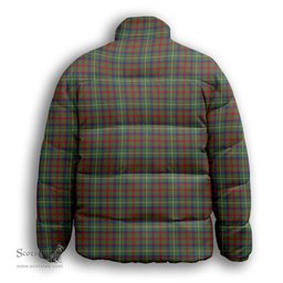 ScotsTee Shop Scottish Shaw Green Modern Premium Tartan Collar Down Jacket Winter White Duck Down Plaid