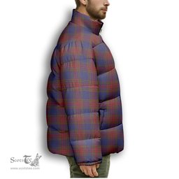 ScotsTee Shop Scottish Leslie J Cant Premium Tartan Collar Down Jacket Winter White Duck Down Plaid