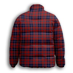 ScotsTee Shop Scottish Wishart Dress Premium Tartan Collar Down Jacket Winter White Duck Down Plaid