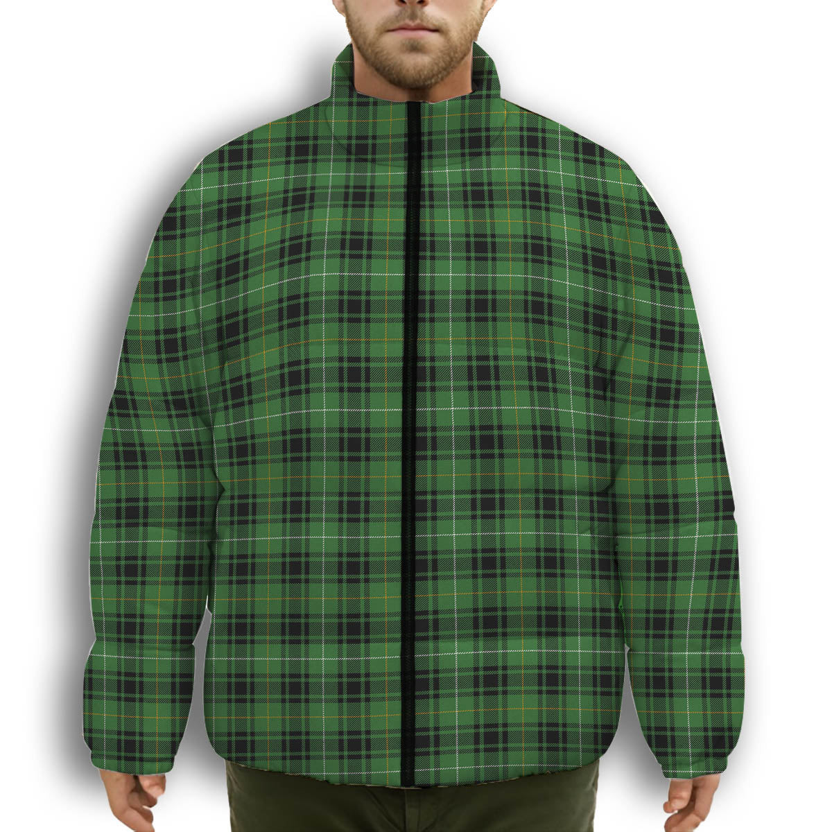 ScotsTee Shop Scottish McIvor Hunting Ancient Premium Tartan Collar Down Jacket Winter White Duck Down Plaid