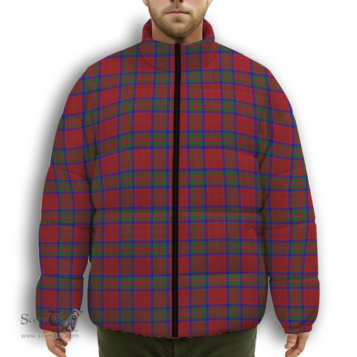 ScotsTee Shop Scottish McGillivray Premium Tartan Collar Down Jacket Winter White Duck Down Plaid