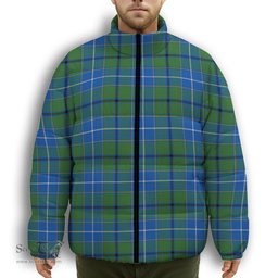ScotsTee Shop Scottish Wishart Hunting Ancient Clan Premium Tartan Collar Down Jacket Winter White Duck Down Plaid