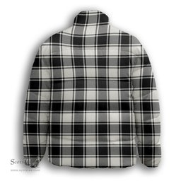 ScotsTee Shop Scottish McFie Black & White Modern Premium Tartan Collar Down Jacket Winter White Duck Down Plaid