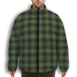 ScotsTee Shop Scottish McIvor Hunting Premium Tartan Collar Down Jacket Winter White Duck Down Plaid