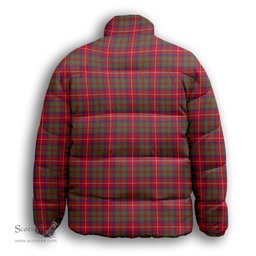 ScotsTee Shop Scottish Shaw Red Modern Premium Tartan Collar Down Jacket Winter White Duck Down Plaid