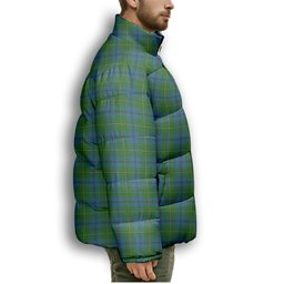 ScotsTee Shop Scottish Johnstone Premium Tartan Collar Down Jacket Winter White Duck Down Plaid