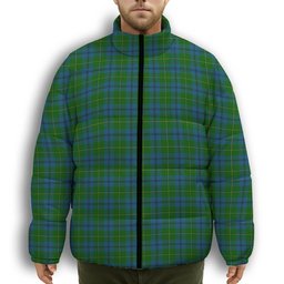 ScotsTee Shop Scottish Johnstone Premium Tartan Collar Down Jacket Winter White Duck Down Plaid