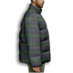 ScotsTee Shop Scottish Stewart Old Premium Tartan Collar Down Jacket Winter White Duck Down Plaid