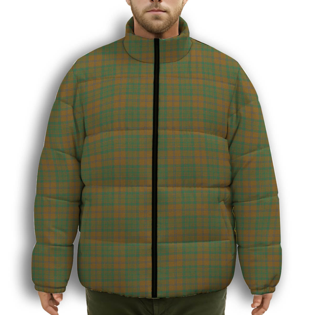 ScotsTee Shop Scottish MacAlister of Glenbarr Hunting Modern Premium Tartan Collar Down Jacket Winter White Duck Down Plaid