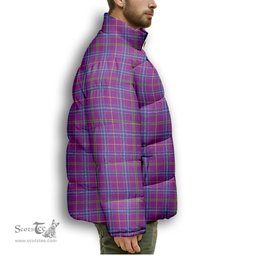 ScotsTee Shop Scottish Jackson Premium Tartan Collar Down Jacket Winter White Duck Down Plaid