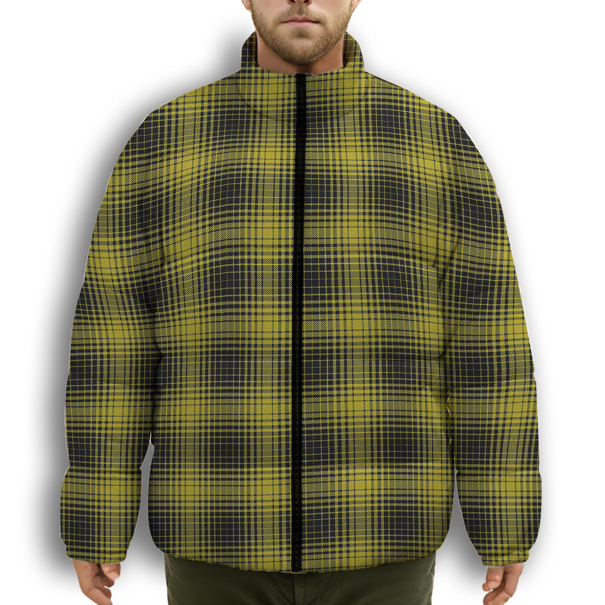 ScotsTee Shop Scottish Yamaguchi Tsutomu Premium Tartan Collar Down Jacket Winter White Duck Down Plaid