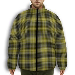 ScotsTee Shop Scottish Yamaguchi Tsutomu Premium Tartan Collar Down Jacket Winter White Duck Down Plaid