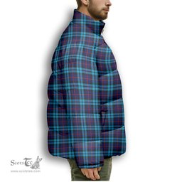 ScotsTee Shop Scottish McCorquodale SC Premium Tartan Collar Down Jacket Winter White Duck Down Plaid