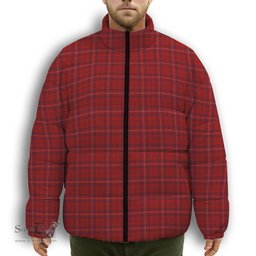ScotsTee Shop Scottish Rose of Kilravock Premium Tartan Collar Down Jacket Winter White Duck Down Plaid