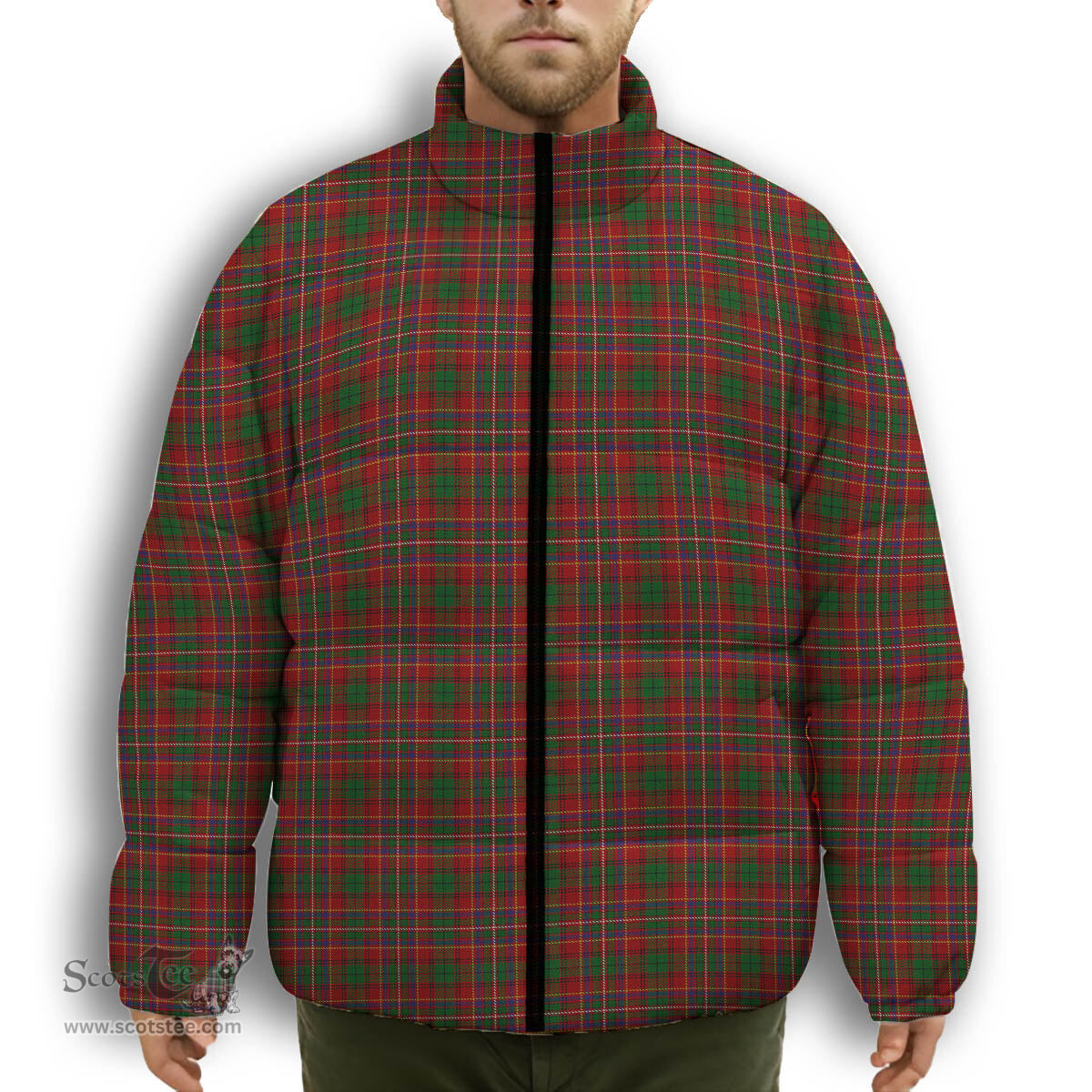 ScotsTee Shop Scottish Innes Premium Tartan Collar Down Jacket Winter White Duck Down Plaid