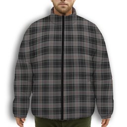 ScotsTee Shop Scottish Moffat Modern Premium Tartan Collar Down Jacket Winter White Duck Down Plaid