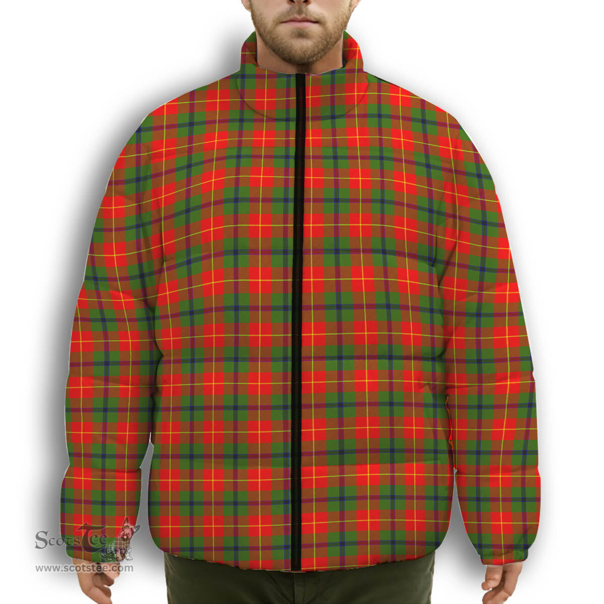 ScotsTee Shop Scottish Turnbull SC Premium Tartan Collar Down Jacket Winter White Duck Down Plaid