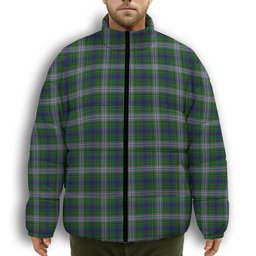 ScotsTee Shop Scottish Johnston Dress Dalgleish Premium Tartan Collar Down Jacket Winter White Duck Down Plaid
