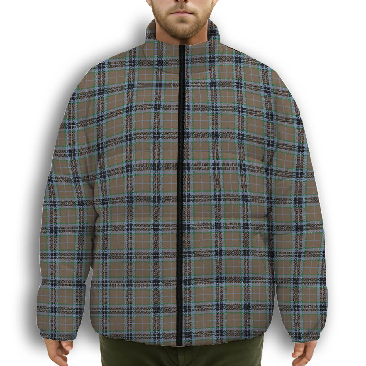 ScotsTee Shop Scottish MacTavish Hunting Ancient Premium Tartan Collar Down Jacket Winter White Duck Down Plaid