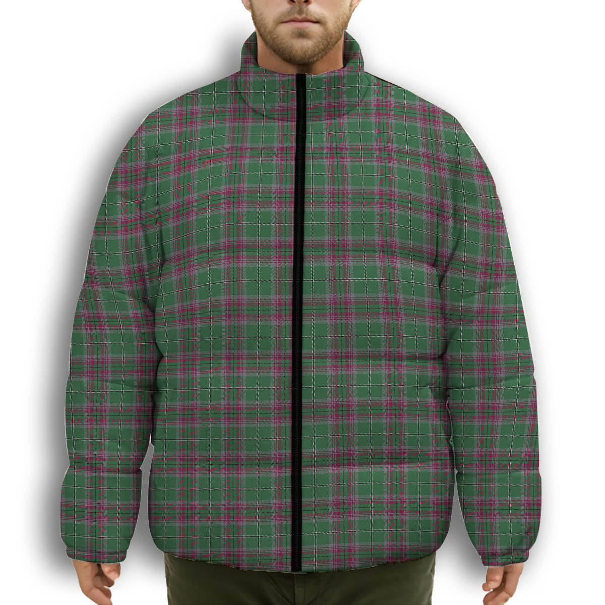 ScotsTee Shop Scottish Gray Hunting Modern Premium Tartan Collar Down Jacket Winter White Duck Down Plaid
