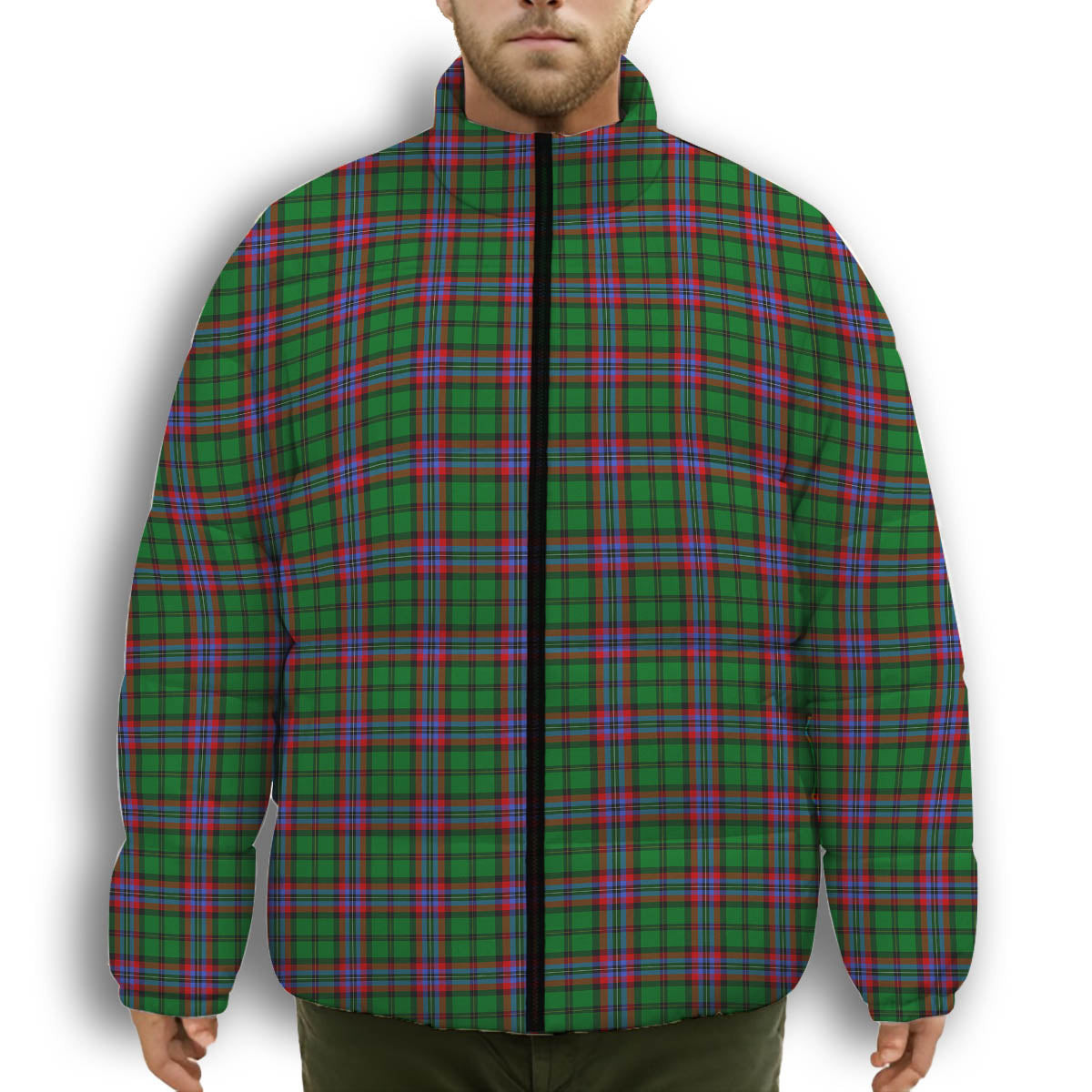 ScotsTee Shop Scottish McGeachie Premium Tartan Collar Down Jacket Winter White Duck Down Plaid