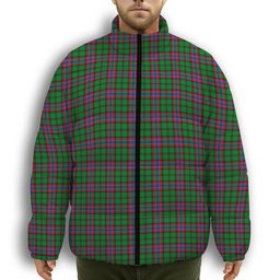 ScotsTee Shop Scottish McGeachie Premium Tartan Collar Down Jacket Winter White Duck Down Plaid