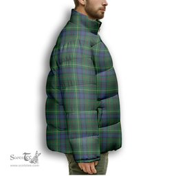 ScotsTee Shop Scottish Stewart Hunting Modern SC Premium Tartan Collar Down Jacket Winter White Duck Down Plaid