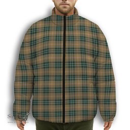 ScotsTee Shop Scottish MacShane Premium Tartan Collar Down Jacket Winter White Duck Down Plaid